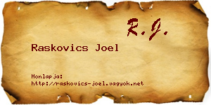 Raskovics Joel névjegykártya